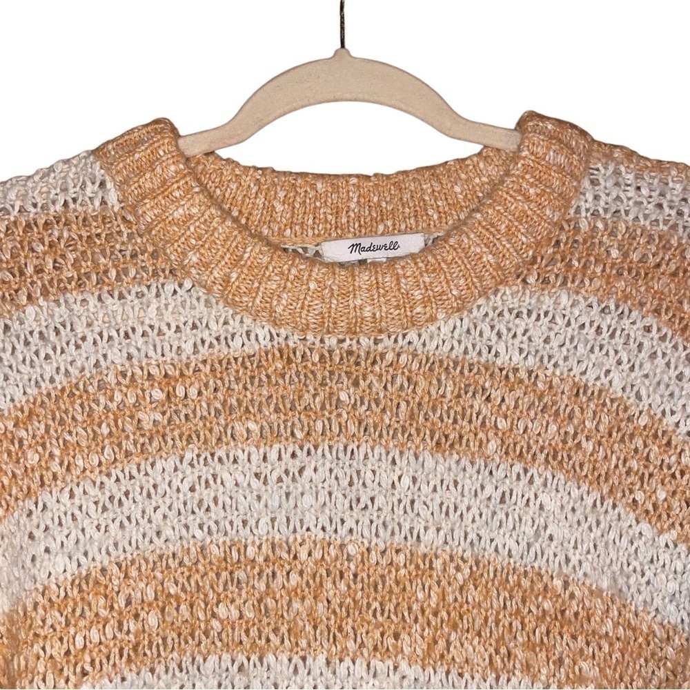 MADEWELL Baez Pullover Sweater in Stripe Marbled Caramel Size Extra Small - Picture 8 of 16